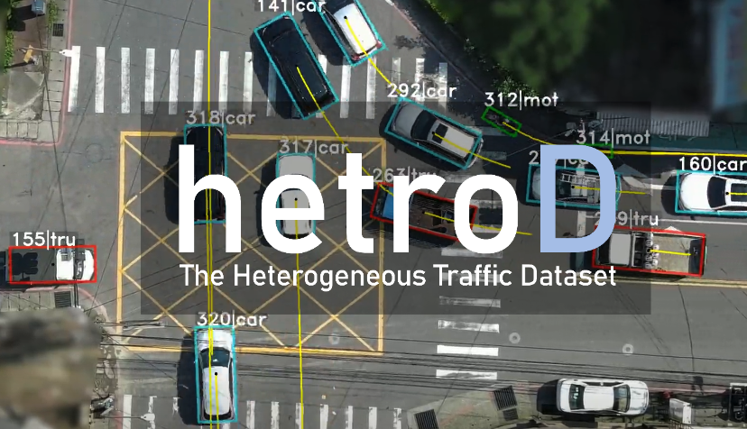 HetroD Challenge teaser showing heterogeneous traffic participants in an urban scene.